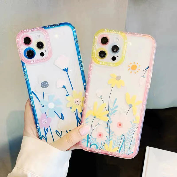 Cute Flower Floral Clear Soft Lens Protection iPhone Case