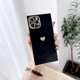 Electroplated Square Love Heart Shockproof Protective Soft iPhone Case