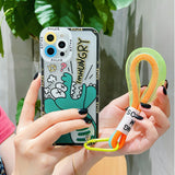 Cute Cartoon Animal Graffiti Label Bracelet Strap Clear iPhone Case