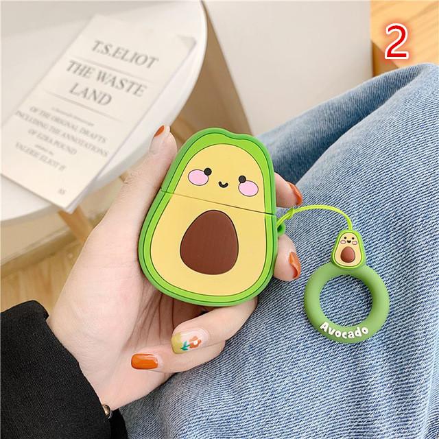 Cartoon Avocado with Ring Lanyard AirPods Case