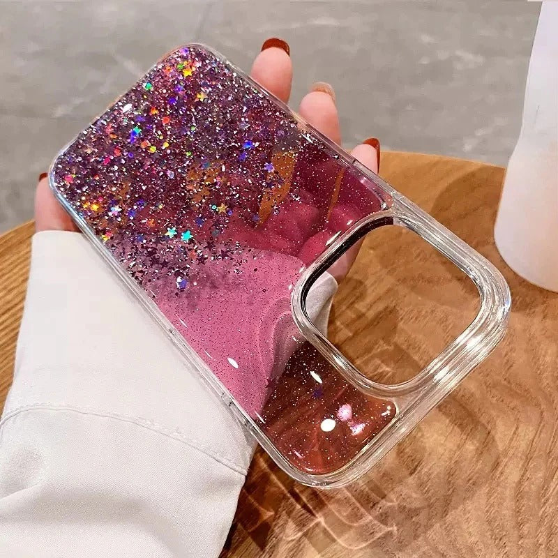Glitter Bling Sparkling Star Clear Soft iPhone Case