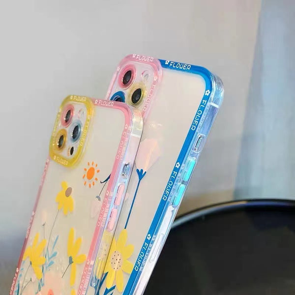 Cute Flower Floral Clear Soft Lens Protection iPhone Case