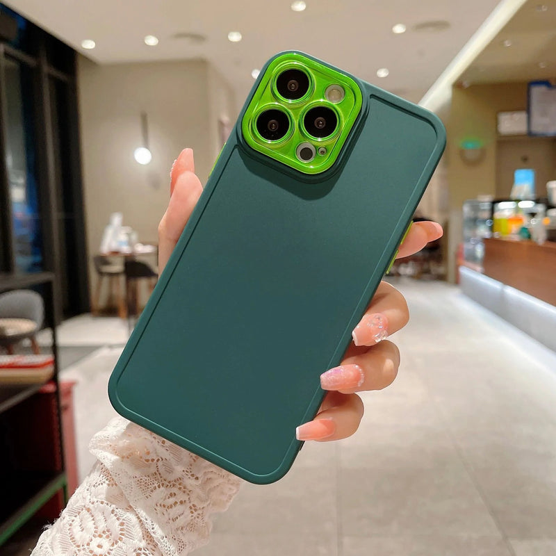 Candy Color Plating Camera Lens Protection Soft iPhone Case