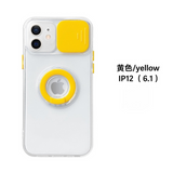 Candy Color Ring Holder Slide Lens Camera Protection Clear Soft Phone Case Back Cover for iPhone