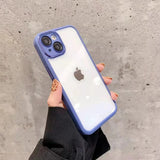 Solid Color Frame Metal Camera Lens Protection Soft iPhone Case