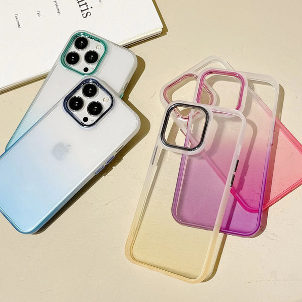 Gradient Color Metal Camera Clear Soft iPhone Case