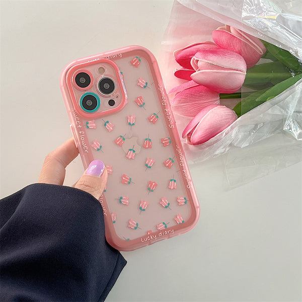 Cute Pink Painting Shockproof Clear Soft iPhone Case