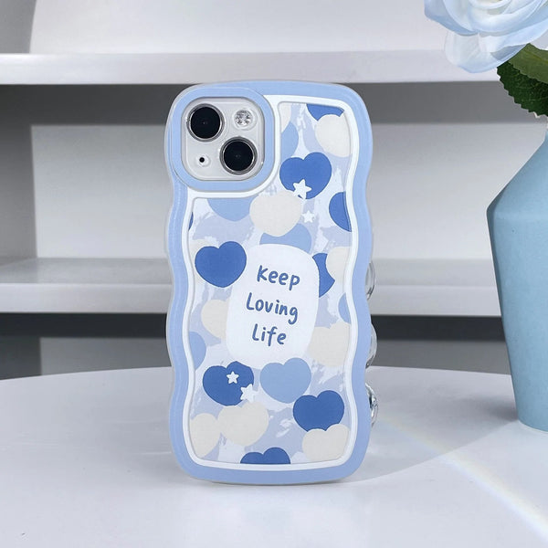 Love Heart Curly Wave Frame Soft iPhone Case