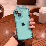 Cute Bow Knot Curly Wave Frame Clear Soft iPhone Case