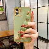 Cute Plating Love Heart Wrist Chain Samsung Case