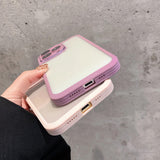 Solid Color Frame Metal Camera Lens Protection Soft iPhone Case