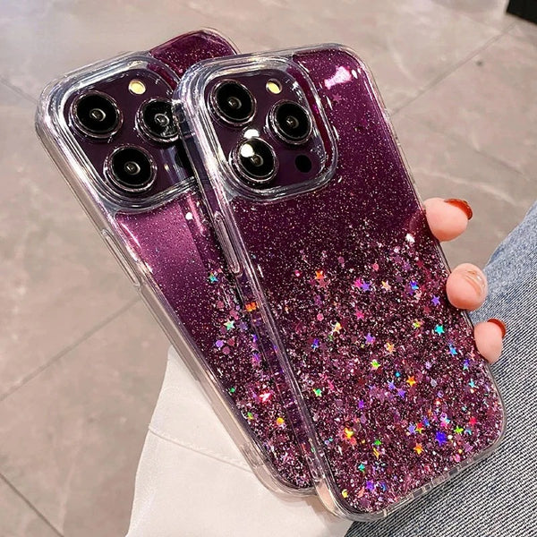 Glitter Bling Sparkling Star Clear Soft iPhone Case