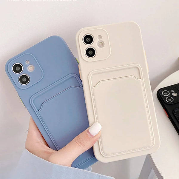 Candy Color Card Holder Soft iPhone Case
