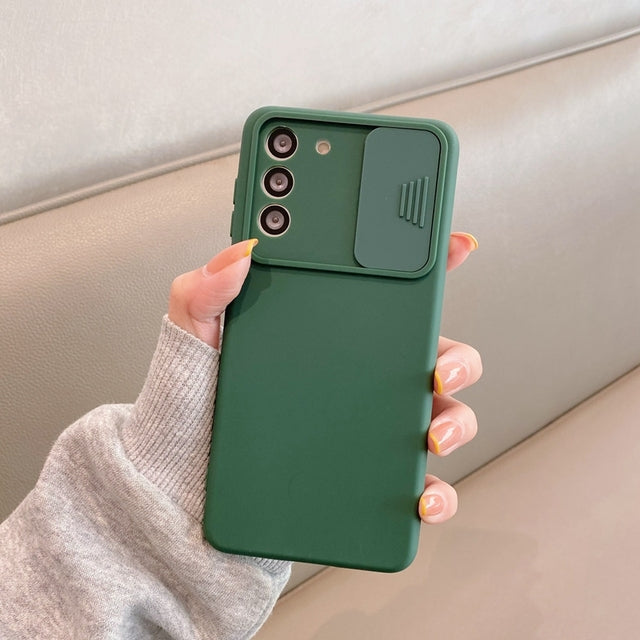 Slide Camera Lens Protector Liquid Silicone Samsung Case