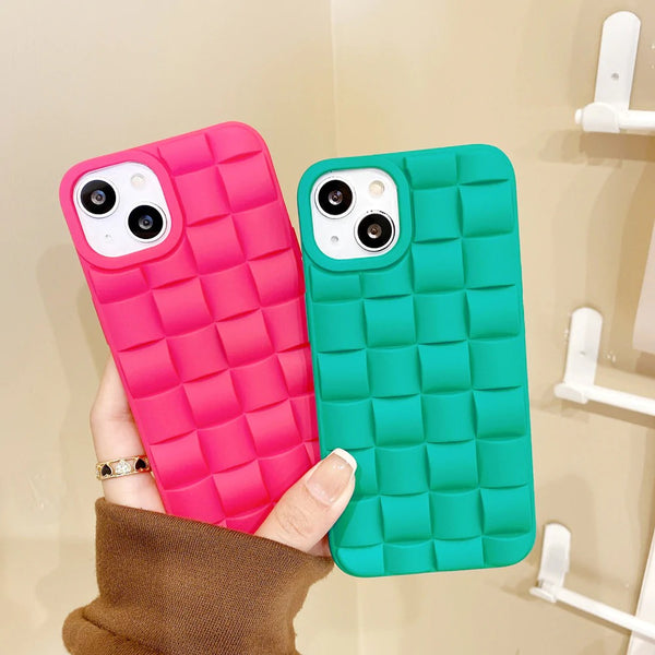 Solid Color Grid Weave Soft iPhone Case