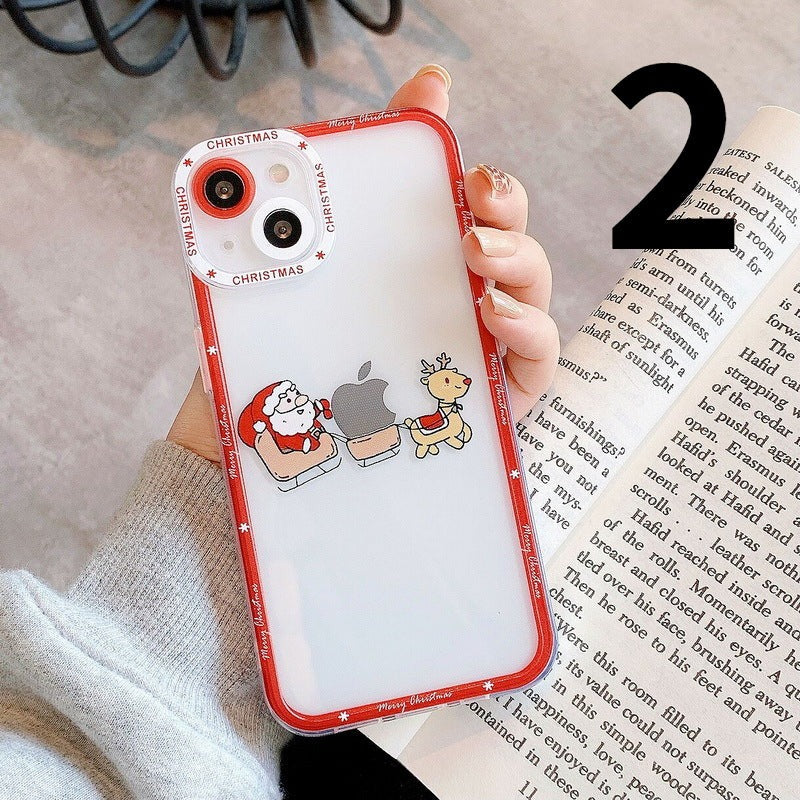 Christmas Santa Claus Deer Elk Clear Soft Camera Lens Protection iPhone Case