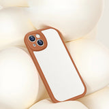 Solid Color Frame Edge PU Leather Soft iPhone Case