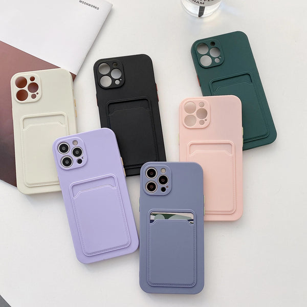 Candy Color Card Holder Soft iPhone Case