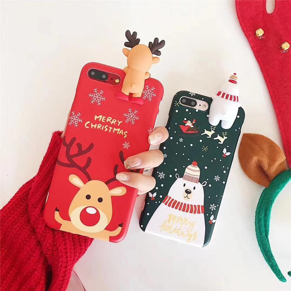 Christmas 3D Deer Snowman iPhone Case