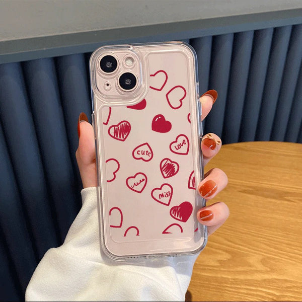 Cute Love Heart Clear Soft iPhone Case