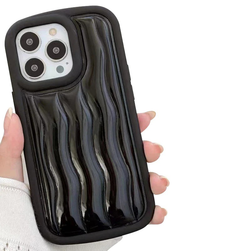 Solid Color Striped Lens Camera Cover Protection Soft iPhone Case
