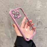 Solid Color Frame Metal Camera Lens Protection Soft iPhone Case