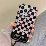 Cute Loveheart Grid Silicone Shockproof Soft iPhone Case