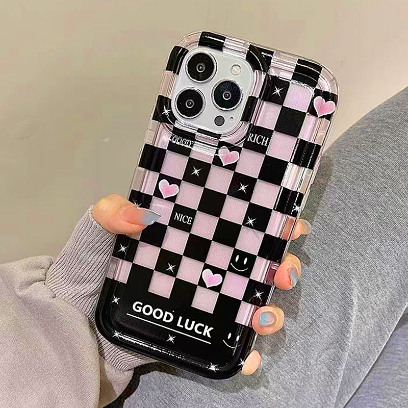 Cute Loveheart Grid Silicone Shockproof Soft iPhone Case