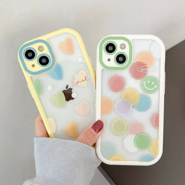Cute Loveheart Camera Len Protector Silicone Shockproof Soft iPhone Case