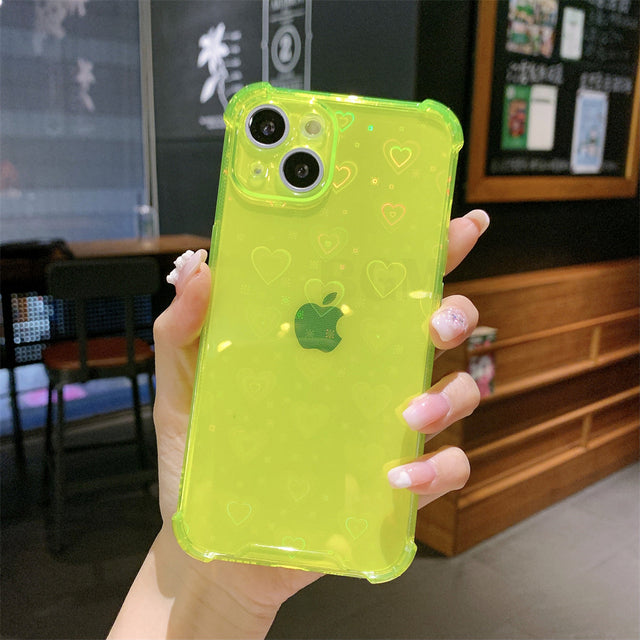 Luxury Laser Love Heart Clear Silicone Soft iPhone Case