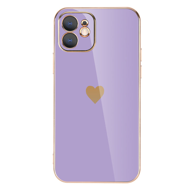 Cute Plating Love Heart Camera Lens Protection Silicone Soft iPhone Case