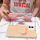 Glitter Love Heart Candy Color Stand Holder Soft Silicone iPhone Case