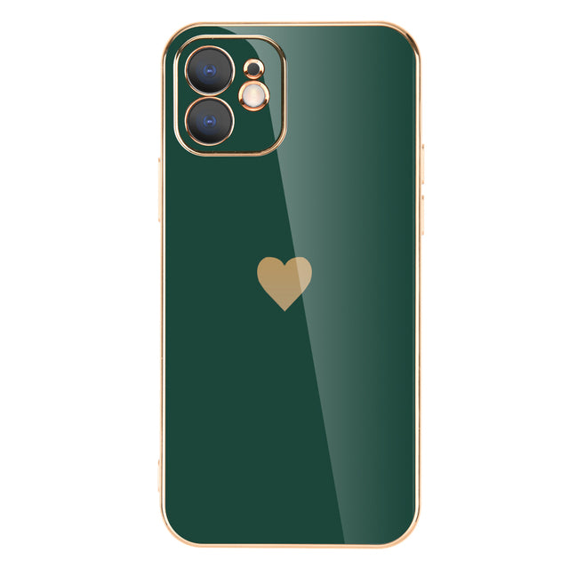 Cute Plating Love Heart Camera Lens Protection Silicone Soft iPhone Case
