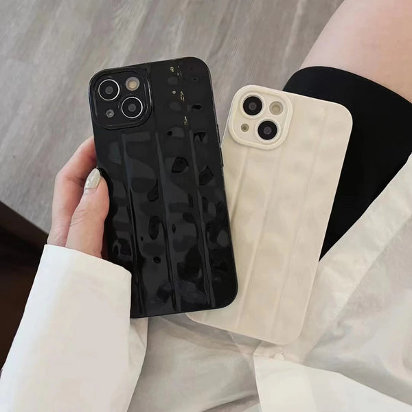 Solid Color Striped Silicone Soft iPhone Case