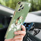 Plating Solid Color Ring Stand Holder Soft Phone Case Back Cover for iPhone