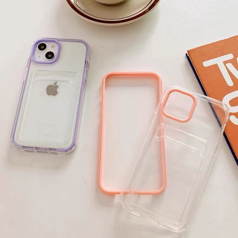 Candy Color Card Holder Shockproof Clear Soft iPhone Case