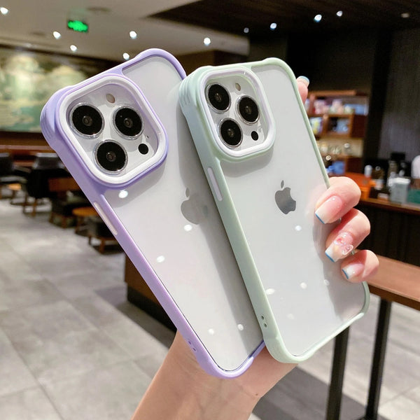 Solid Color Edge Frame Clear Soft iPhone Case
