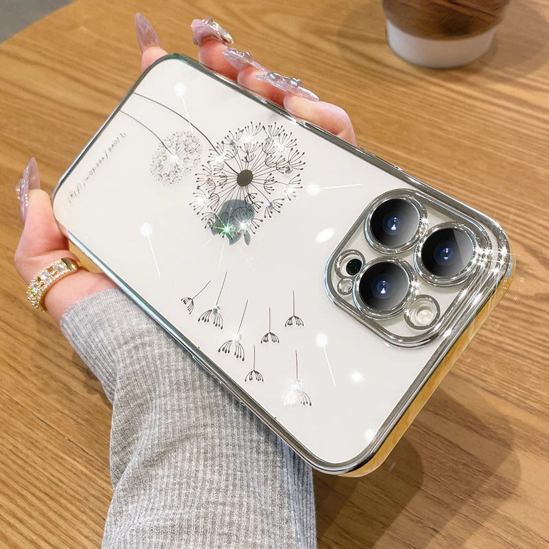 Plating Dandelion Flower Floral Frame Clear Soft iPhone Case