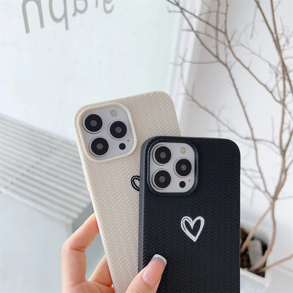 Weave Pattern Love Heart Soft iPhone Case