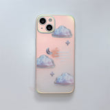 Electroplated Cloud Love Heart Colorful Soft iPhone Case