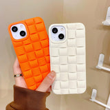 Solid Color Grid Weave Soft iPhone Case