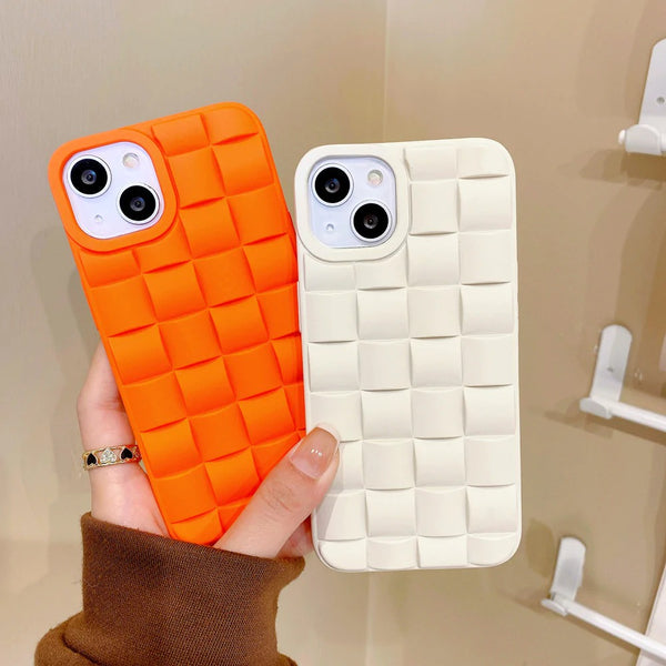 Solid Color Grid Weave Soft iPhone Case