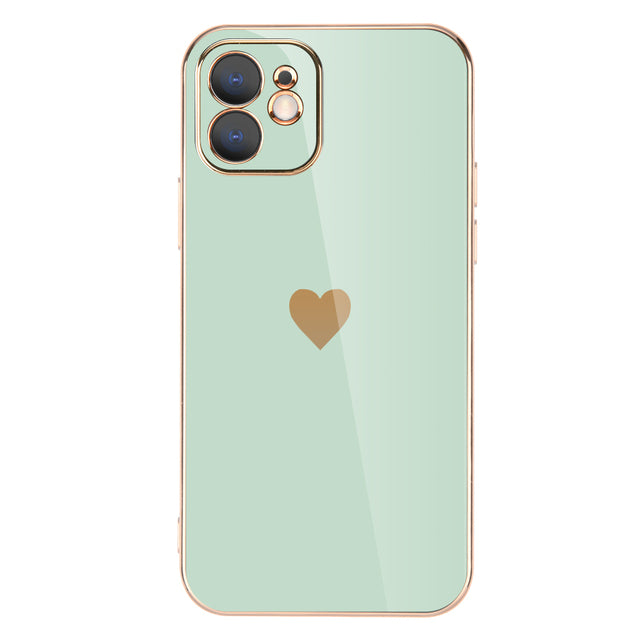 Cute Plating Love Heart Camera Lens Protection Silicone Soft iPhone Case