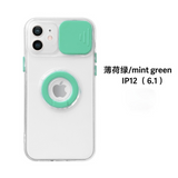 Candy Color Ring Holder Slide Lens Camera Protection Clear Soft Phone Case Back Cover for iPhone