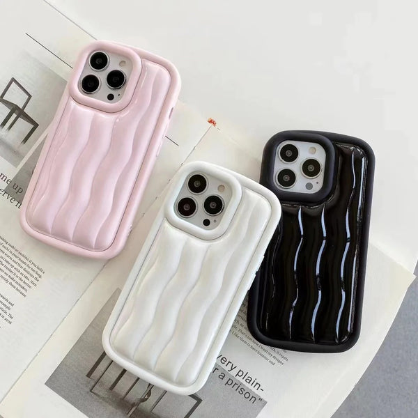 Solid Color Striped Lens Camera Cover Protection Soft iPhone Case