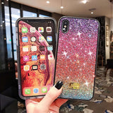 Glitter Crystal Gradient Colorful Soft Phone Case Back Cover for iPhone