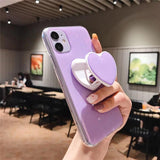 Glitter Love Heart Candy Color Stand Holder Soft Silicone iPhone Case