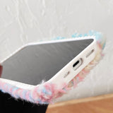 Cute Warm Coloful Grid Plush Fluffy Soft iPhone Case