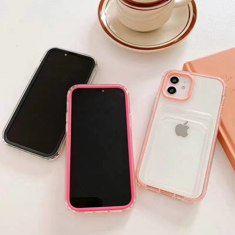 Candy Color Card Holder Shockproof Clear Soft iPhone Case