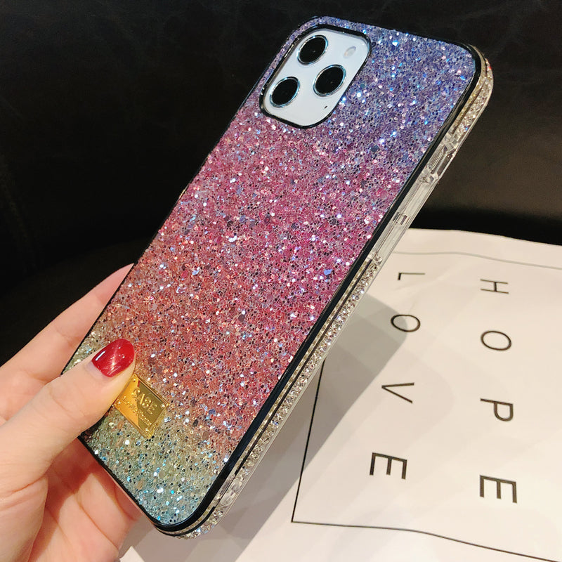 Glitter Crystal Gradient Colorful Soft Phone Case Back Cover for iPhone